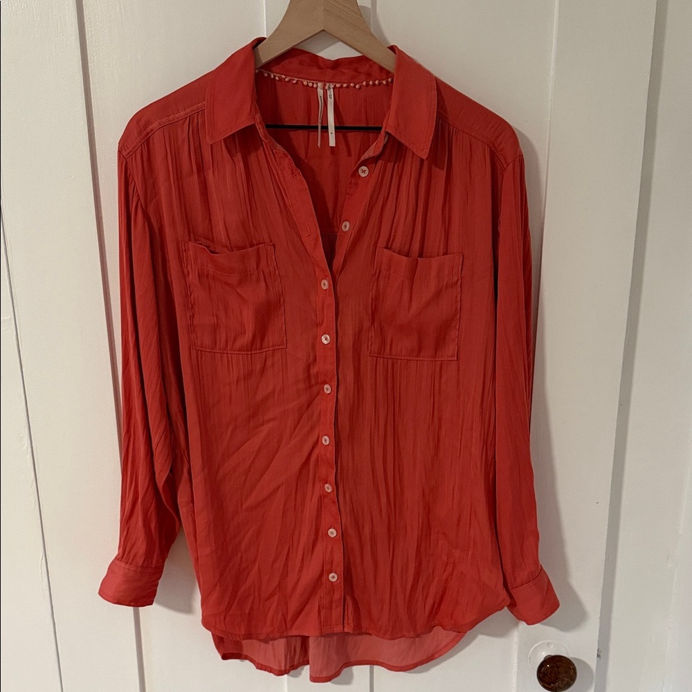 Anthropologie Coral Blouse NWOT